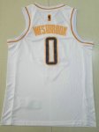 NBA 0 Westbrook Rockets blanc Golden Edition Maillot brodé